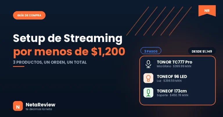 Guía de compra: setup de streaming completo por menos de $1,200 MXN en México, con micrófono, luz y soporte para celular